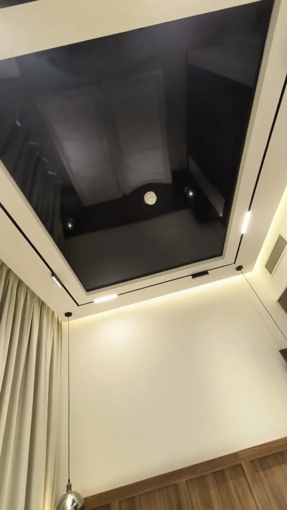 Glossy Stretch Ceiling Detail Close-up
