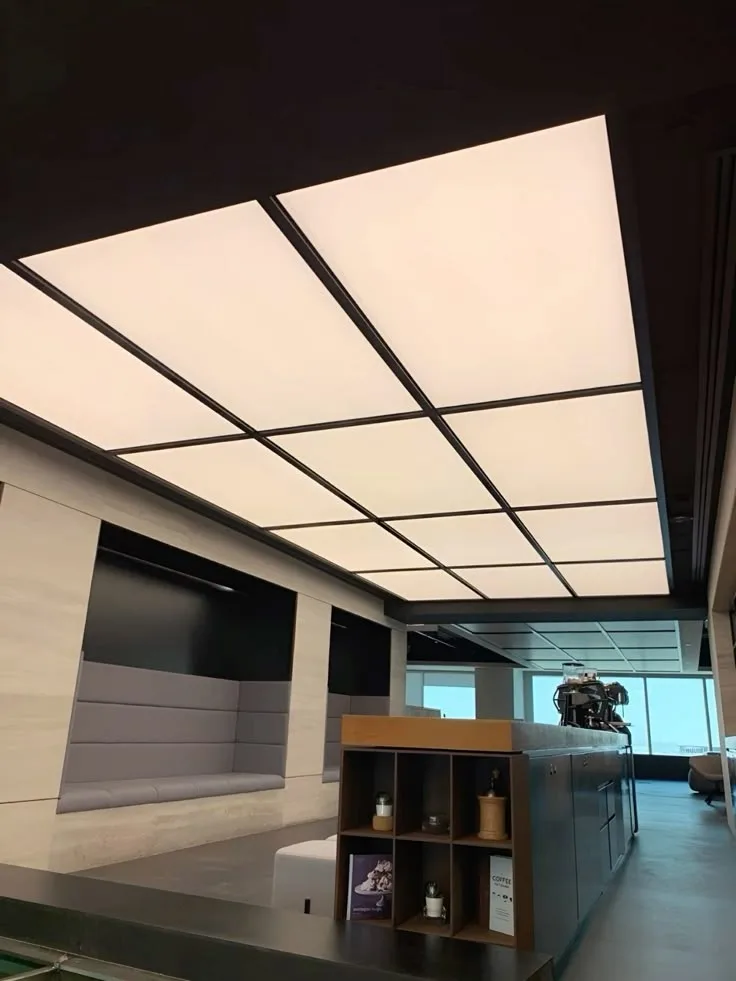Office Stretch Ceiling with Integrated Lighting
