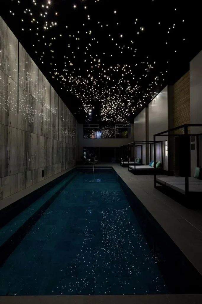 Swimming Pool Stretch Ceiling with Starlight Effect